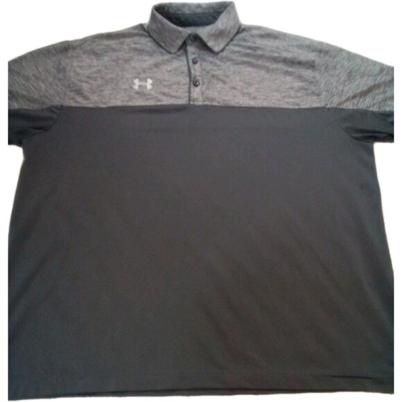 Men's Gray Under Armour Polo  Tone  Shirt No Size Tag Measures XL - Picture 1 of 12